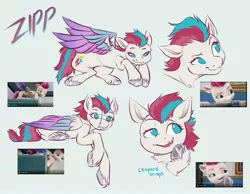 Size: 3100x2400 | Tagged: safe, artist:leopardsnaps, derpibooru import, zipp storm, pegasus, pony, my little pony: make your mark, blue background, female, folded wings, g5, heart, heart hoof, image, jpeg, mare, scene interpretation, screencap reference, self paradox, self ponidox, simple background, wings