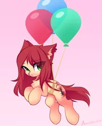 Size: 1419x1754 | Tagged: safe, artist:airiniblock, derpibooru import, oc, oc:airi, bat pony, balloon, bat pony oc, bat wings, image, png, rcf community, solo, wings