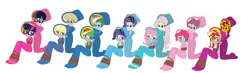 Size: 5896x1712 | Tagged: safe, artist:brightstar40k, derpibooru import, applejack, fluttershy, mean applejack, mean fluttershy, mean pinkie pie, mean rainbow dash, mean rarity, mean twilight sparkle, pinkie pie, rainbow dash, rarity, sci-twi, sunset shimmer, trixie, twilight sparkle, equestria girls, the mean 6, bondage, bound and gagged, clone, clone six, clothes, equestria girls-ified, gag, humane five, humane seven, humane six, image, long dress, long skirt, mean sci-twi, mean sunset shimmer, png, simple background, skirt, victorian, victorian dress, white background