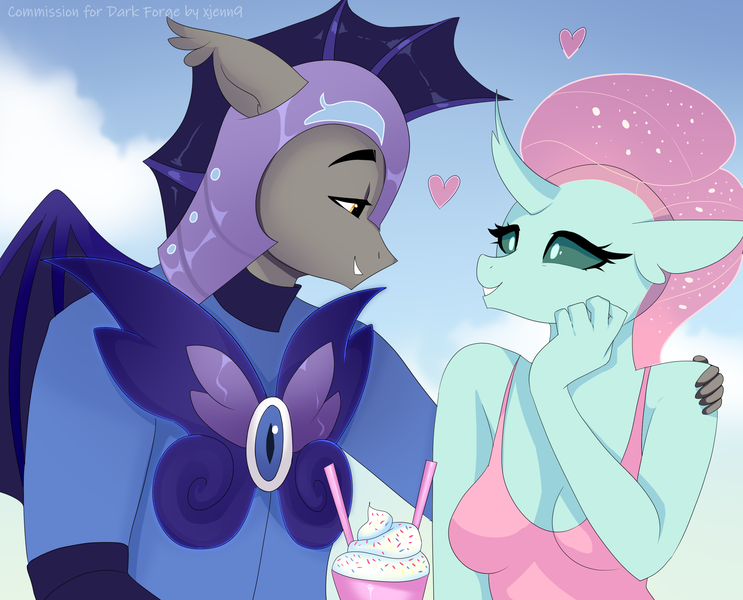 Size: 2760x2228 | Tagged: safe, artist:xjenn9, derpibooru import, ocellus, anthro, image, night guard, png, shipping