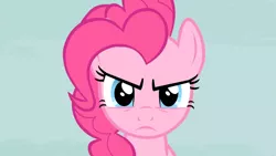 Size: 1918x1080 | Tagged: safe, derpibooru import, screencap, pinkie pie, earth pony, pony, season 5, the cutie map, female, frown, image, looking at you, mare, narrowed eyes, pinkie pie is not amused, png, reaction image, solo, unamused