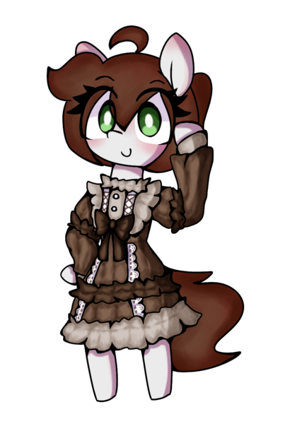 Size: 809x1184 | Tagged: safe, artist:seylan, derpibooru import, oc, oc:cherro, unofficial characters only, earth pony, pony, bipedal, blushing, clothes, digital art, dress, image, looking at you, png, simple background, solo, transparent background