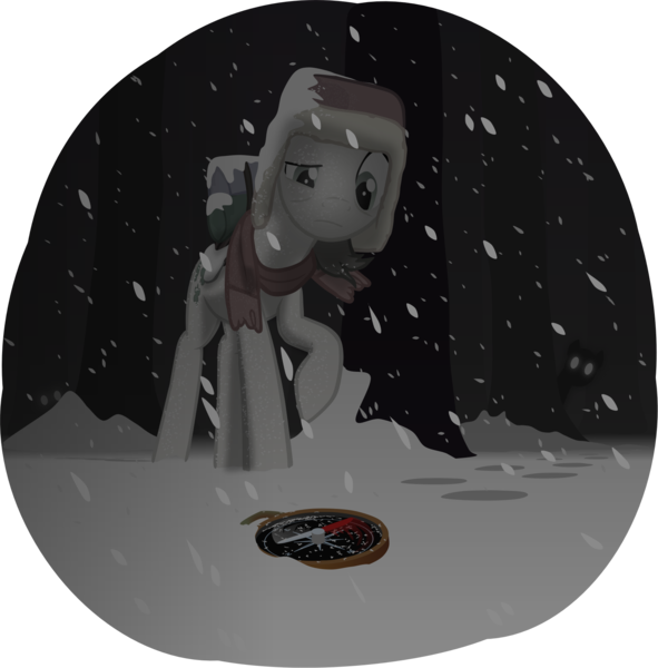 Size: 1761x1788 | Tagged: safe, artist:equestriaexploration, derpibooru import, lucky breaks, pony, atg 2022, compass, hat, image, newbie artist training grounds, png, snow, solo