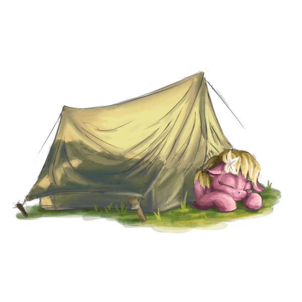 Size: 1000x1000 | Tagged: safe, artist:da-exile, derpibooru import, lily, lily valley, pony, image, png, simple background, sleeping, solo, tent, white background