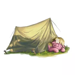 Size: 1000x1000 | Tagged: safe, artist:da-exile, derpibooru import, lily, lily valley, pony, image, png, simple background, sleeping, solo, tent, white background