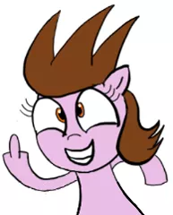 Size: 194x241 | Tagged: safe, artist:supermaster10, derpibooru import, edit, oc, oc:chuckle cake, unofficial characters only, earth pony, pony, cropped, drawn together, female, image, mare, middle finger, png, simple background, smiling, vulgar, white background