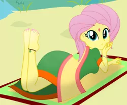 Size: 1852x1542 | Tagged: suggestive, derpibooru import, fluttershy, human, equestria girls, anklet, bindi, clothes, cute, dress, feet, feet up, female, fetish, foot fetish, foot focus, image, india, indian, jewelry, looking at you, looking back, looking back at you, lying down, png, prone, sari, solo, solo female