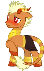 Size: 1381x2213 | Tagged: safe, artist:bnau, derpibooru import, oc, oc:orobas, unofficial characters only, dracony, dragon, hybrid, pony, anklet, armor, blushing, bracelet, clothes, ear piercing, egyptian, egyptian pony, face paint, gold, high res, horn, horn jewelry, horn ring, horns, image, jewelry, leonine tail, loincloth, male, piercing, png, raised hoof, ring, simple background, solo, stallion, tail, tail jewelry, tail ring, transparent background, vector