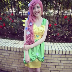 Size: 1080x1080 | Tagged: safe, artist:nedlydeadly cosplay, derpibooru import, fluttershy, human, clothes, cosplay, costume, dress, gala dress, image, irl, irl human, jpeg, kumoricon, photo, solo