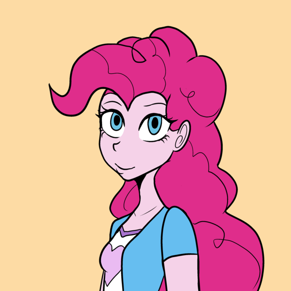Size: 2893x2893 | Tagged: safe, artist:tacoman dusct, derpibooru import, pinkie pie, equestria girls, image, looking at you, png, simple background, yellow background