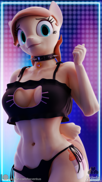 Size: 2160x3840 | Tagged: questionable, artist:foxventus, derpibooru import, oc, oc:cream heart, unofficial characters only, anthro, earth pony, pony, 3d, blender, blender cycles, breasts, busty cream heart, cat lingerie, clothes, female, image, lingerie, milf, png, solo, solo female, underwear, wide hips