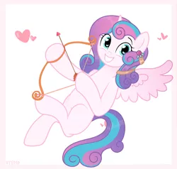 Size: 1280x1220 | Tagged: safe, artist:vi45, derpibooru import, princess flurry heart, alicorn, pony, arrow, bow (weapon), bow and arrow, female, heart, image, jpeg, mare, older, older flurry heart, simple background, solo, weapon, white background