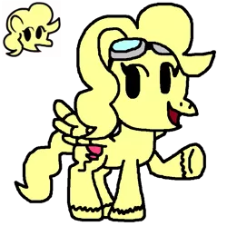 Size: 703x701 | Tagged: safe, artist:lojo98, derpibooru import, surprise, pegasus, pony, adoraprise, balloon, cute, female, friday night funkin', g1, g1 to g4, g4, generation leap, goggles, image, mare, png, simple background, smiling, spread wings, transparent background, unshorn fetlocks, wings