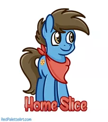 Size: 845x946 | Tagged: safe, artist:redpalette, derpibooru import, oc, oc:home slice, unofficial characters only, earth pony, pony, badge, bandana, cute, earth pony oc, image, jpeg, male, smiling, stallion