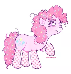 Size: 1605x1659 | Tagged: safe, artist:lonesomecryptid, derpibooru import, pinkie pie, earth pony, pony, clothes, cute, food, image, pink, png, simple background, socks, solo, sprinkles, white background