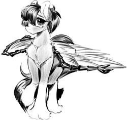 Size: 2242x2129 | Tagged: safe, artist:kei kun, derpibooru import, oc, oc:soaring spirit, unofficial characters only, pegasus, pony, chest fluff, female, image, male, pegasus oc, png, raised leg, sketch, solo, stallion, straight, unshorn fetlocks, wing brace, wings