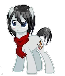Size: 1200x1400 | Tagged: safe, artist:anno酱w, derpibooru import, ponified, earth pony, pony, attack on titan, base used, clothes, cutie mark, image, mikasa ackerman, png, scar, scarf, simple background, solo, stare, transparent background, unhappy