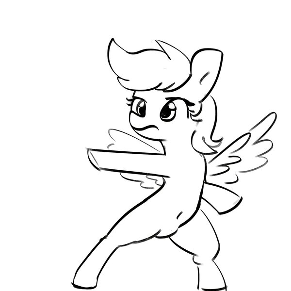 Size: 2250x2250 | Tagged: safe, artist:tjpones, derpibooru import, rainbow dash, earth pony, pony, belly button, bipedal, black and white, female, frown, grayscale, image, jpeg, mare, monochrome, pointing, pose, simple background, solo, spread wings, white background, wings