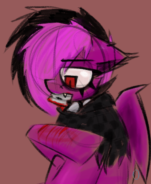 Size: 624x762 | Tagged: grimdark, artist:xxv4mp_g4z3rxx, derpibooru import, oc, oc:violet valium, unofficial characters only, bat pony, pony, bat pony oc, bat wings, blood, clothes, cutting, emo, fangs, female, hoodie, image, mare, png, razor blade, red eyes, self harm, sketch, solo, two toned mane, vent art, wings