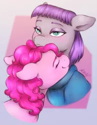 Size: 1539x1977 | Tagged: safe, artist:buttersprinkle, derpibooru import, maud pie, pinkie pie, earth pony, pony, blushing, cute, diapinkes, duo, duo female, female, floppy ears, image, maudabetes, nuzzling, png, siblings, sisters