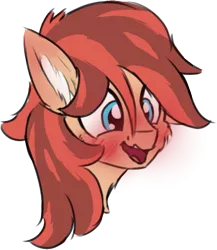 Size: 370x427 | Tagged: safe, artist:litrojia, derpibooru import, oc, oc:cottonwood kindle, unofficial characters only, earth pony, pony, blushing, blushing profusely, bust, cheek fluff, chest fluff, colored sketch, ear blush, ear fluff, grin, image, male, nervous, nervous grin, open mouth, open smile, png, portrait, simple background, smiling, solo, stallion, transparent background