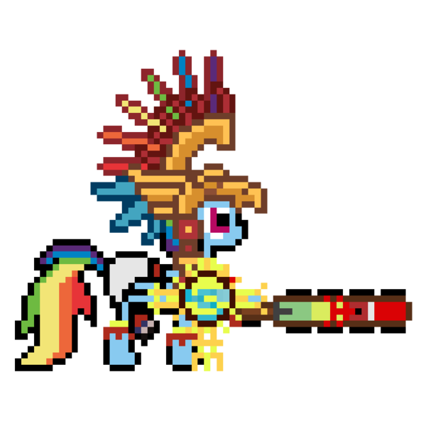 Size: 800x800 | Tagged: safe, artist:grekbronymx95, derpibooru import, rainbow dash, pegasus, pony, aztec, brony, image, pixel art, png