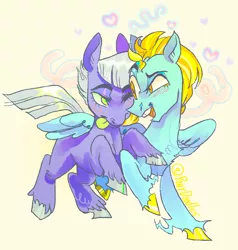 Size: 804x846 | Tagged: safe, artist:fablewave, lightning dust, limestone pie, earth pony, pegasus, pony, blushing, colored hooves, duo, duo female, female, image, lesbian, limedust, looking at each other, mare, open mouth, png, shipping, tongue out, unshorn fetlocks