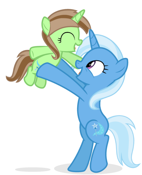 Size: 1280x1575 | Tagged: safe, artist:grapefruit-face, derpibooru import, trixie, oc, oc:limey lulamoon, pony, unicorn, female, filly, foal, image, mare, mother and child, mother and daughter, parents:grapexie, png, vector