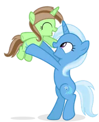 Size: 1280x1575 | Tagged: safe, artist:grapefruit-face, derpibooru import, trixie, oc, oc:limey lulamoon, pony, unicorn, female, filly, foal, image, mare, mother and child, mother and daughter, parents:grapexie, png, vector