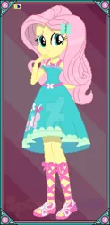 Size: 1600x3247 | Tagged: safe, artist:sansdrew250, derpibooru import, fluttershy, equestria girls, female, fluttershy boho dress, image, jpeg, obtrusive watermark, pixel art, solo, watermark