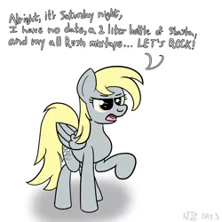 Size: 2000x2000 | Tagged: safe, artist:dafiltafish, derpibooru import, derpy hooves, pegasus, pony, female, futurama, image, mare, newbie artist training grounds, png, quote, rush, simple background, solo, speech bubble, white background