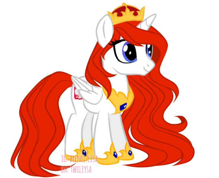 Size: 1068x868 | Tagged: safe, artist:twiliysa, derpibooru import, oc, oc:queen poland, ponified, unofficial characters only, alicorn, pony, image, nation ponies, png, poland, simple background, solo, transparent background