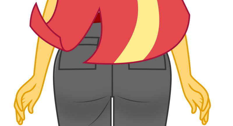 Size: 3000x1618 | Tagged: safe, artist:keronianniroro, derpibooru import, sunset shimmer, equestria girls, bunset shimmer, butt, butt only, camp everfree outfits, clothes, image, png, shorts, solo, vector