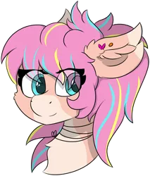 Size: 4921x5777 | Tagged: safe, artist:skylarpalette, derpibooru import, oc, oc:bijou butterfly, unofficial characters only, earth pony, fluffy pony, pony, bust, chest fluff, cute, ear fluff, ear piercing, earth pony oc, female, fluffy, full color, image, mare, piercing, pink, png, shading, simple background, transparent background