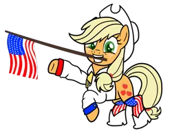 Size: 1324x1009 | Tagged: safe, artist:icicle-wicicle-1517, artist:katnekobase, artist:rose-blade, color edit, derpibooru import, edit, applejack, earth pony, pony, 4th of july, american flag, base used, boots, clothes, collaboration, colored, cowboy boots, cowboy hat, cute, female, flag, freckles, grin, hat, holiday, image, jackabetes, mare, mouth hold, png, raised hoof, raised leg, shirt, shoes, simple background, smiling, socks, solo, stockings, striped socks, thigh highs, transparent background, united states