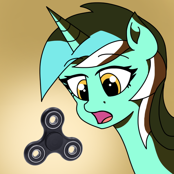 Size: 2000x2000 | Tagged: safe, artist:artevi, derpibooru import, lyra heartstrings, pony, unicorn, discovery, fidget spinner, image, newbie artist training grounds, open mouth, png, solo