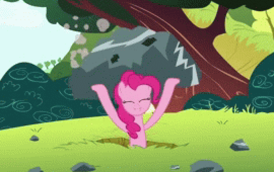 Size: 540x340 | Tagged: safe, derpibooru import, screencap, pinkie pie, earth pony, pony, maud pie (episode), animated, female, gif, image, lifting, mare, rock, solo