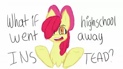 Size: 1920x1080 | Tagged: safe, artist:lulu_cherryuwu, derpibooru import, apple bloom, earth pony, pony, don't dead open inside, female, filly, foal, heathers, heathers the musical, image, jpeg, meant to be yours, solo, text