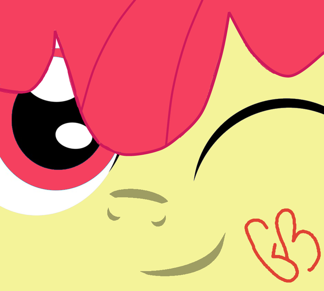 Size: 942x848 | Tagged: safe, artist:mlp_gingerbread, derpibooru import, apple bloom, earth pony, pony, face, female, filly, foal, image, one eye closed, png, smiling, solo, wink