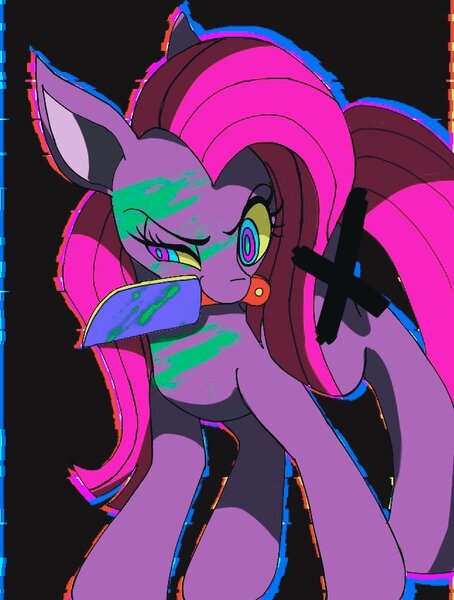 Size: 643x850 | Tagged: safe, artist:stacy_165cut, derpibooru import, pinkie pie, earth pony, pony, black background, female, image, jpeg, knife, mare, mouth hold, pinkamena diane pie, simple background, solo