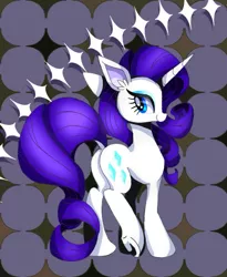 Size: 709x863 | Tagged: safe, artist:stacy_165cut, derpibooru import, rarity, pony, unicorn, butt, female, horn, image, jpeg, looking at you, looking back, looking back at you, mare, plot, raised leg, solo, underhoof