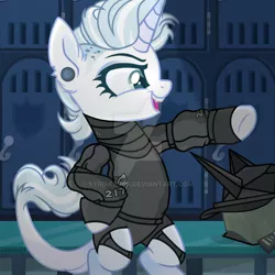 Size: 900x900 | Tagged: safe, artist:syriskater, derpibooru import, oc, unofficial characters only, pony, unicorn, bipedal, clothes, ear piercing, eyelashes, female, horn, image, jpeg, leonine tail, mare, piercing, solo, tail, unicorn oc