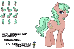 Size: 576x384 | Tagged: safe, artist:zeka10000, derpibooru import, oc, oc:enigan, oc:indrimea, unofficial characters only, earth pony, pony, female, image, mare, pixel art, png, request, requested art, rpg maker, rpg maker mv, rpg maker vx ace, simple background, solo, sprite, text, trace, transparent background