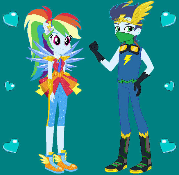 Size: 626x610 | Tagged: safe, artist:owletbrigthness, derpibooru import, rainbow dash, soarin', equestria girls, crystal guardian, female, image, jpeg, male, shipping, soarindash, solo, straight