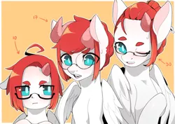 Size: 4093x2894 | Tagged: safe, artist:sugarelement, derpibooru import, oc, oc:red cherry, pegasus, pony, age progression, glasses, image, png