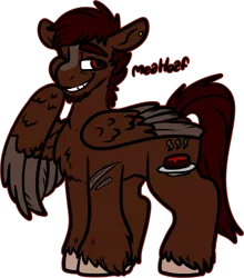 Size: 1380x1569 | Tagged: safe, artist:sexygoatgod, derpibooru import, oc, oc:meatloaf, unofficial characters only, pegasus, clipped wings, ear piercing, earring, facial hair, image, jewelry, male, one eye closed, piercing, png, scar, solo, unshorn fetlocks, wings, wink