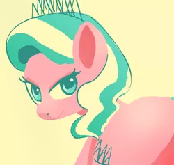 Size: 1200x1137 | Tagged: safe, artist:onomec, derpibooru import, diamond tiara, earth pony, pony, female, image, limited palette, looking at you, looking back, looking back at you, png, simple background, solo