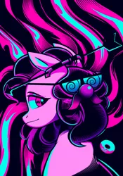 Size: 2867x4096 | Tagged: safe, artist:poxy_boxy, derpibooru import, pinkie pie, earth pony, pony, abstract background, bust, groucho mask, high res, image, jpeg, limited palette, solo