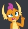 Size: 93x95 | Tagged: safe, derpibooru import, edit, smolder, dragon, black background, discord (program), i have several questions, image, jpeg, meme, open mouth, picture for breezies, simple background, solo