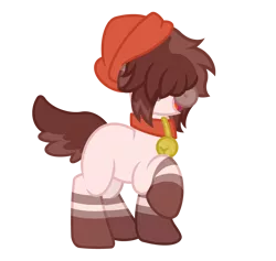 Size: 3800x3600 | Tagged: safe, artist:ponkus, derpibooru import, oc, oc:buttercup, unofficial characters only, earth pony, pony, ambiguous gender, artfight, beanie, bell, bell collar, collar, deer tail, earth pony oc, fluffy mane, hair over eyes, hat, high res, image, open mouth, open smile, png, raised hoof, short tail, simple background, smiling, solo, tail, transparent background